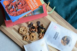 Two snack bags and books