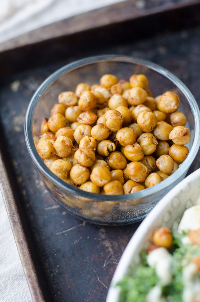 A jar of roasted chickpeas